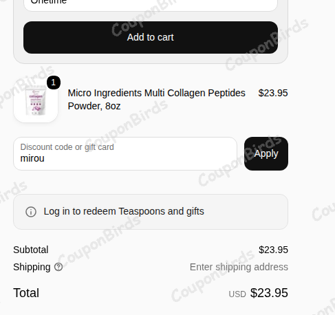 15% Micro Ingredients Promo Code Verification Screenshot