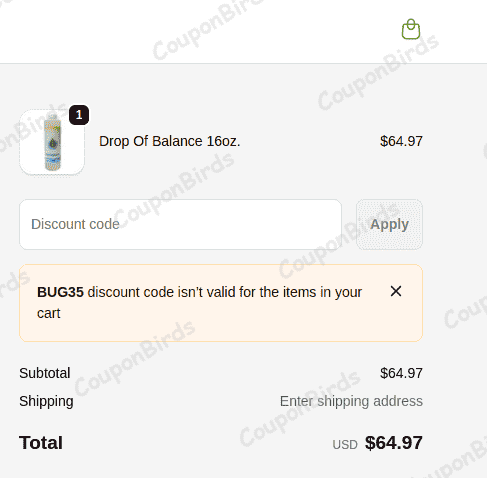 35% Drops of Balance Promo Code Verification Screenshot