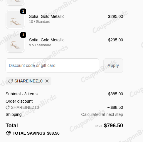 10% INEZ Promo Code Verification Screenshot