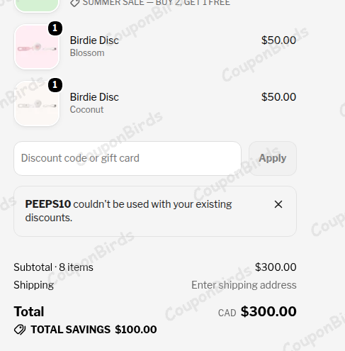 10% She's Birdie Promo Code Verification Screenshot