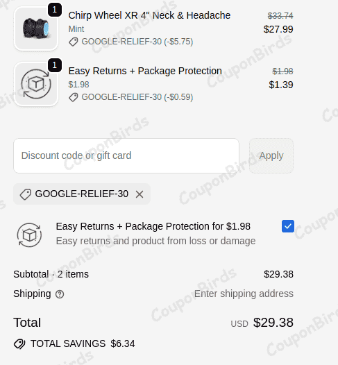 15% Chirp Promo Code Verification Screenshot