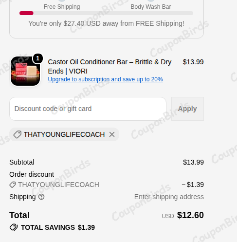 10% VIORI Promo Code Verification Screenshot