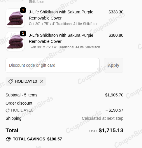 10% J-Life International Promo Code Verification Screenshot