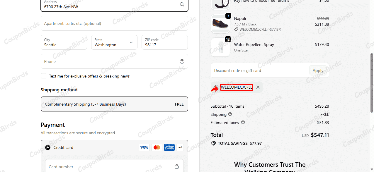 20% The Walking Company Promo Code Verification Screenshot