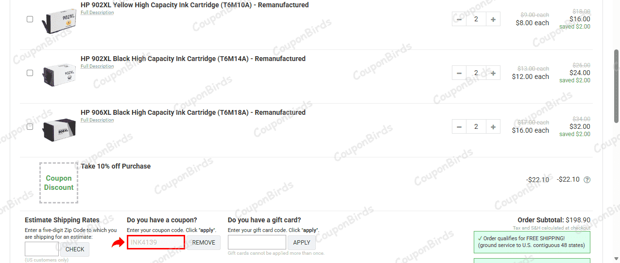 10% Ink Technologies Promo Code Verification Screenshot