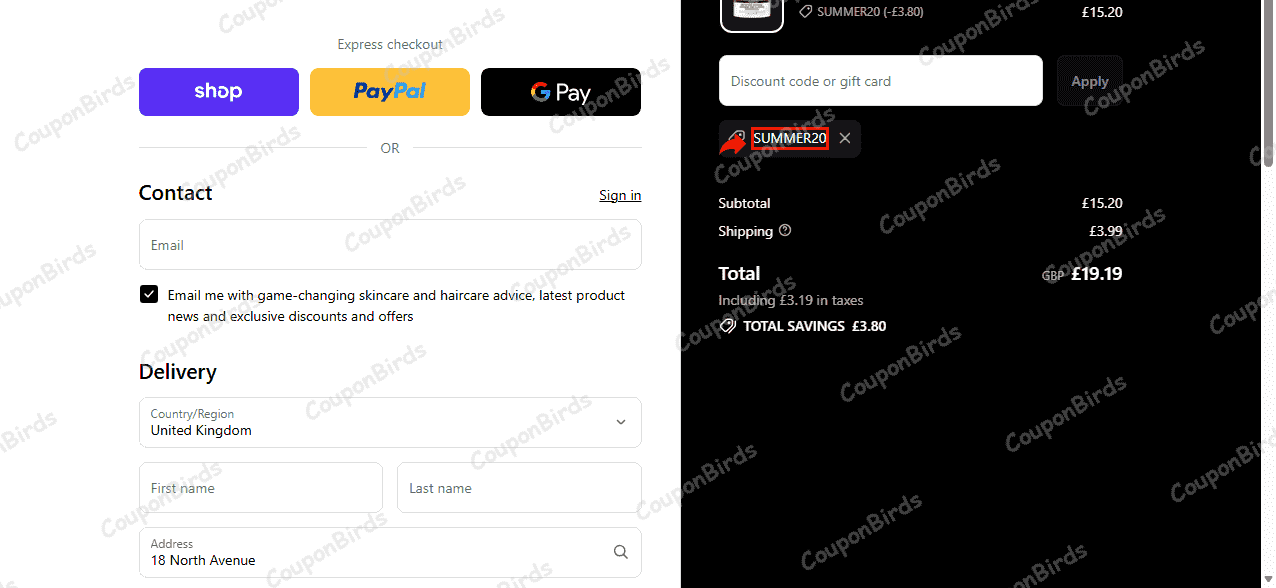 20% The Inkey List Promo Code Verification Screenshot