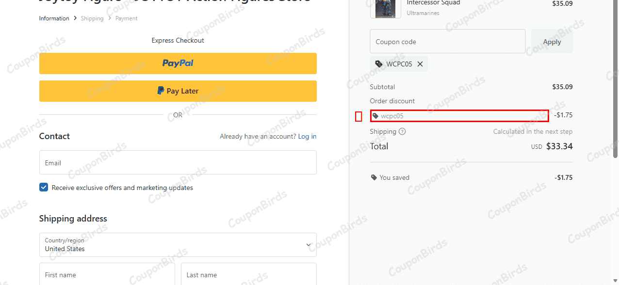 5% Joytoy Figure Promo Code Verification Screenshot