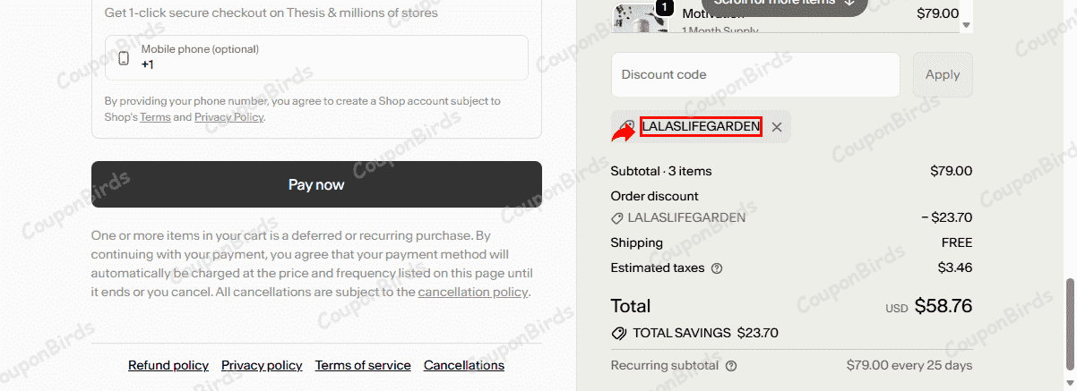 30% Thesis Promo Code Verification Screenshot
