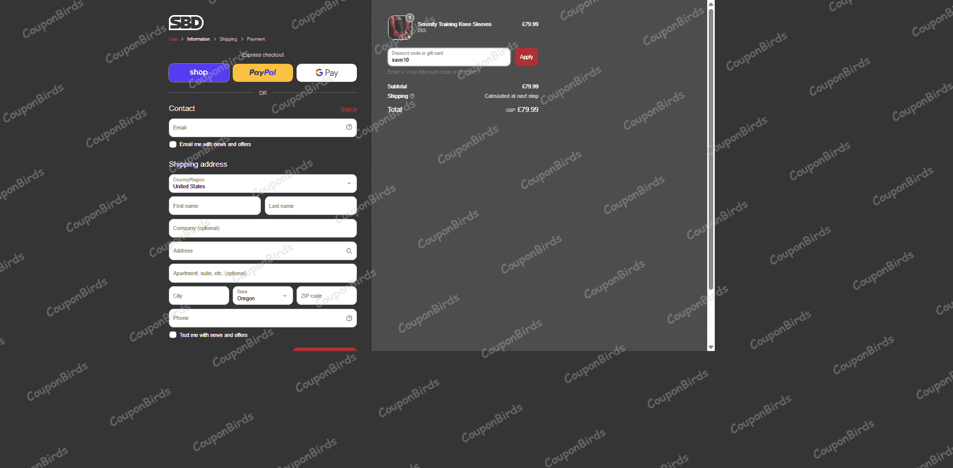 10% SBD Apparel Promo Code Verification Screenshot