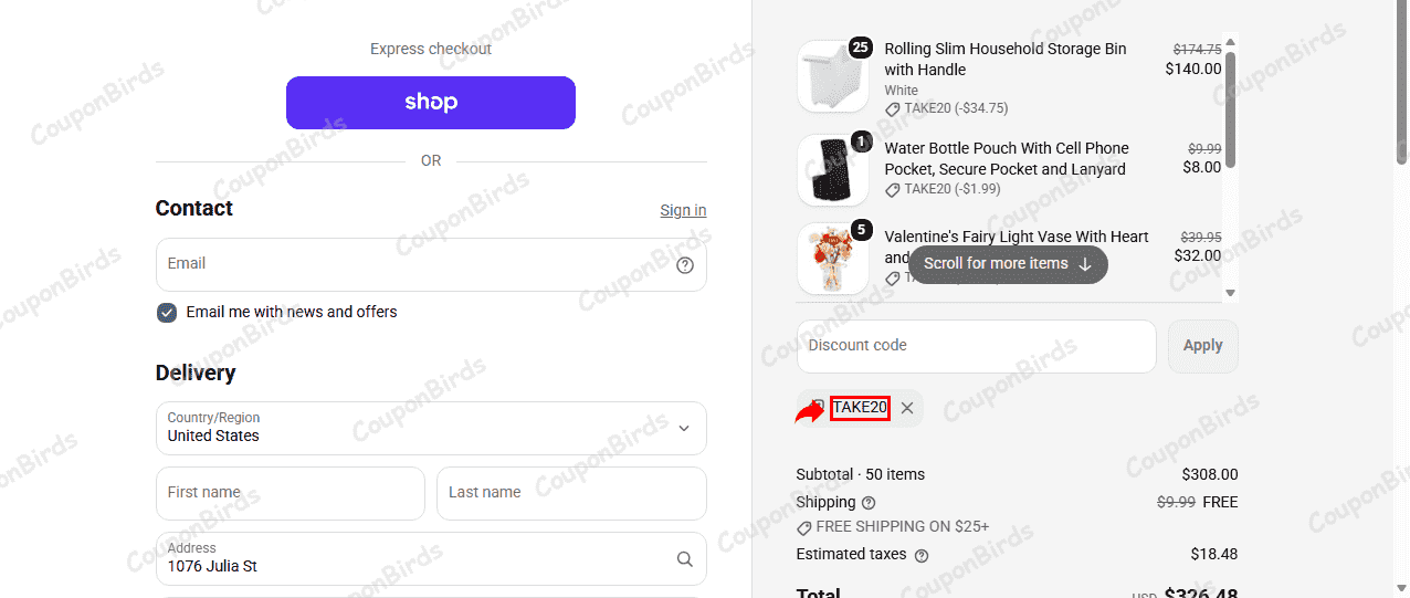 20% Lakeside Collection Promo Code Verification Screenshot