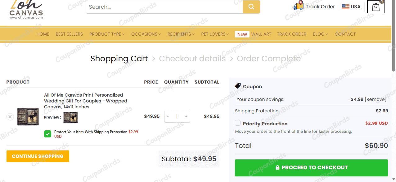 10% Oh Canvas Promo Code Verification Screenshot