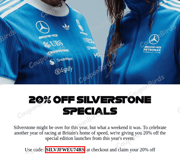 20% Formula 1 Promo Code Verification Screenshot