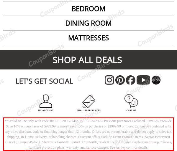 15% Ashley Furniture Promo Code Verification Screenshot