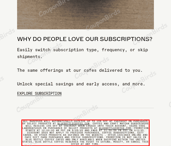 CODE Blue Bottle Coffee Promo Code Verification Screenshot
