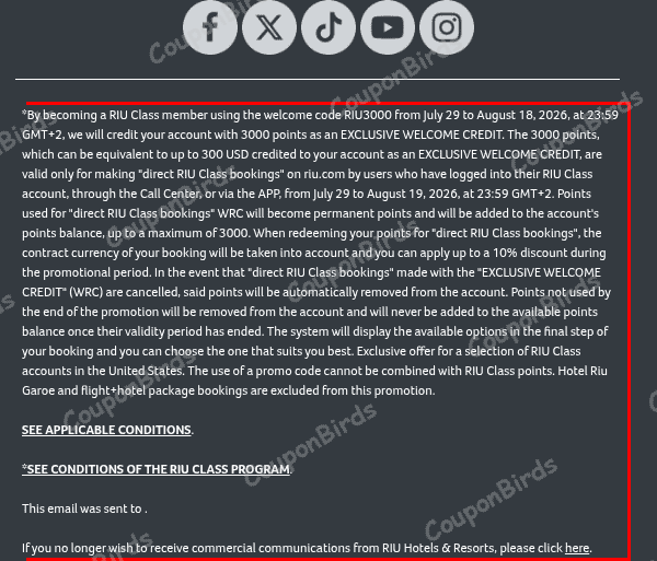 10% Riu Promo Code Verification Screenshot