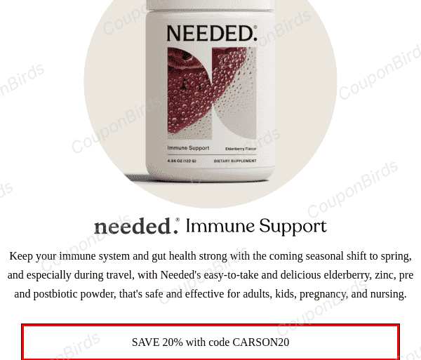 20% Needed Promo Code Verification Screenshot