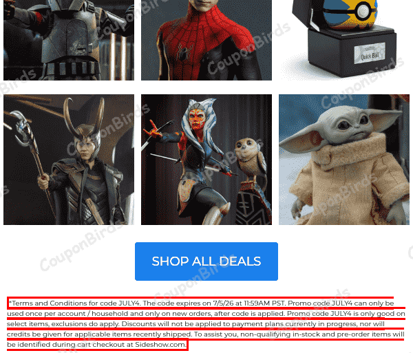 25% Sideshow Promo Code Verification Screenshot