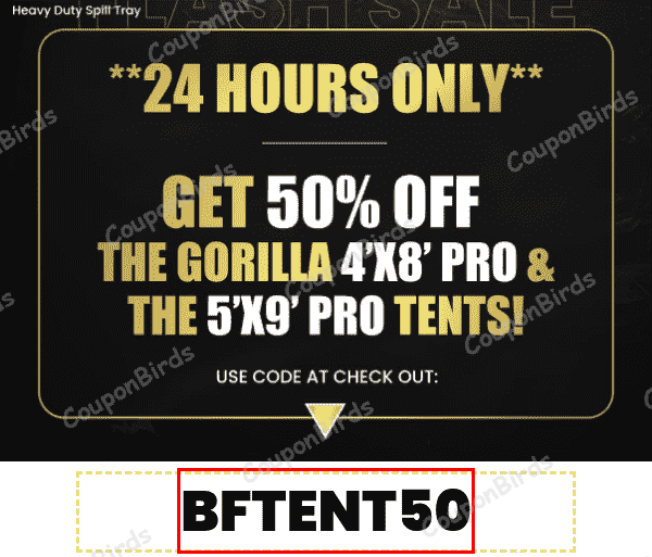 50% Gorilla Grow Tent Promo Code Verification Screenshot