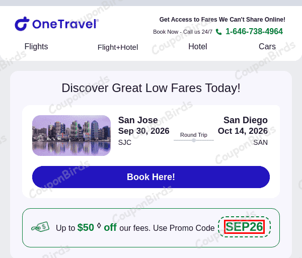 CODE One Travel Promo Code Verification Screenshot