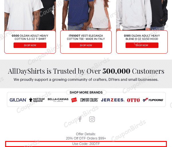 20% AllDayShirts Promo Code Verification Screenshot