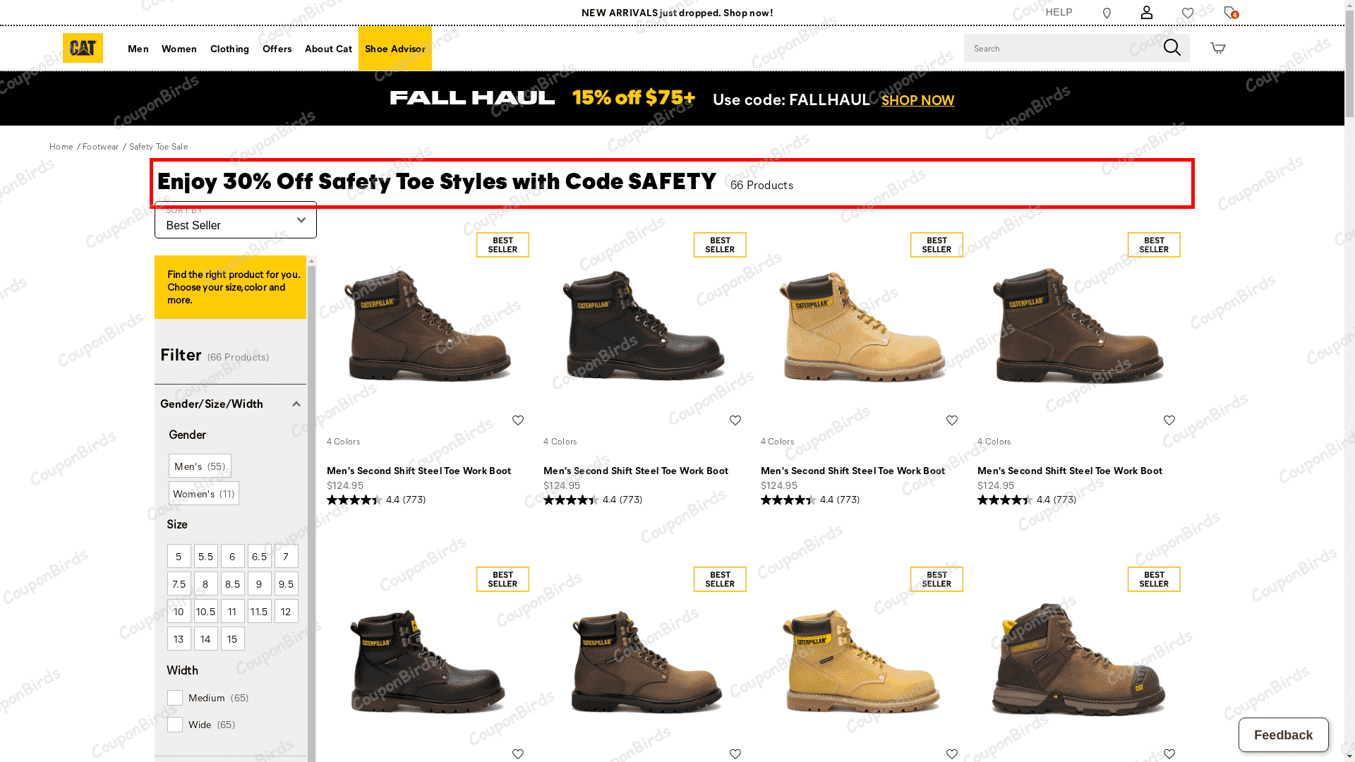 30% Cat Footwear Promo Code Verification Screenshot