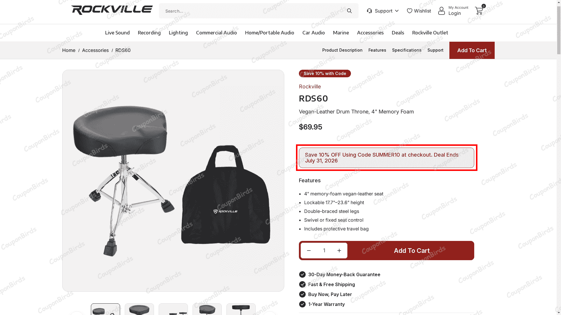 10% Rockville Audio Promo Code Verification Screenshot