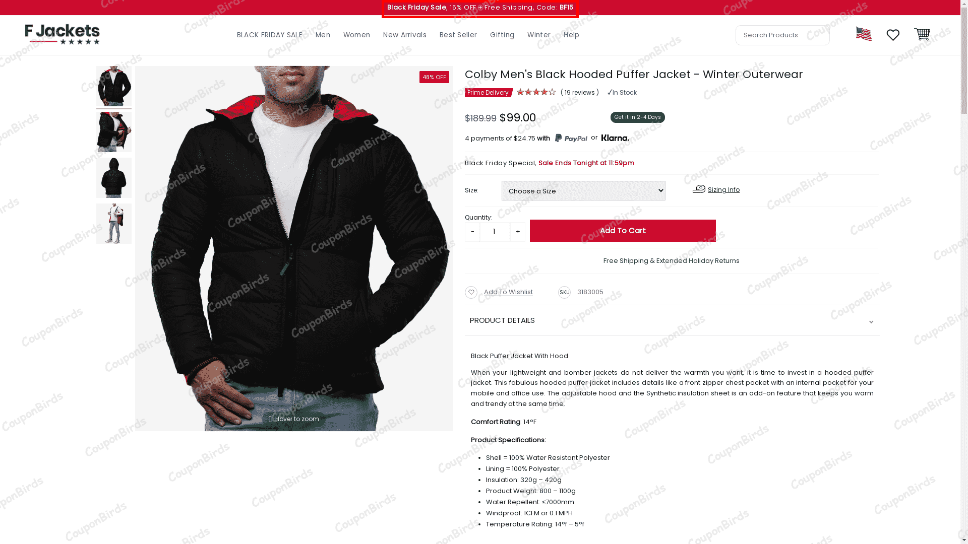 15% FJackets Promo Code Verification Screenshot