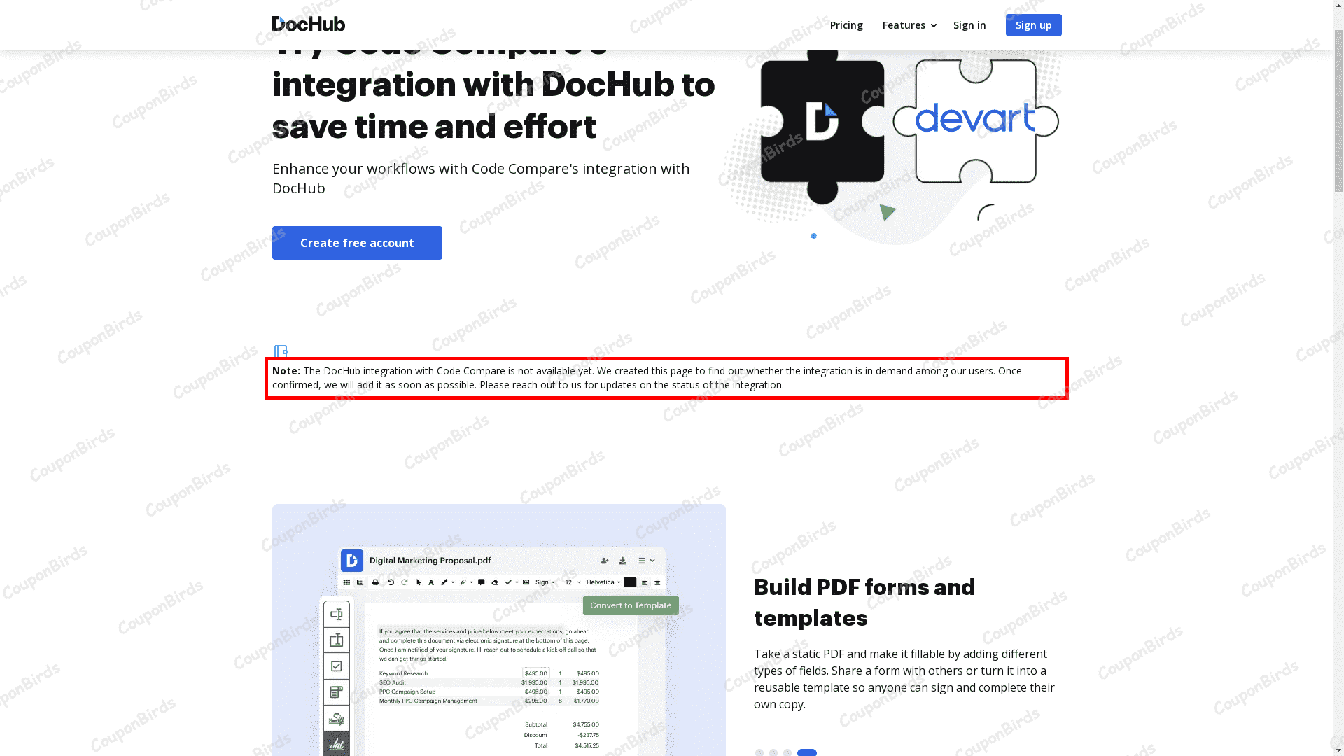 CODE DocHub Promo Code Verification Screenshot