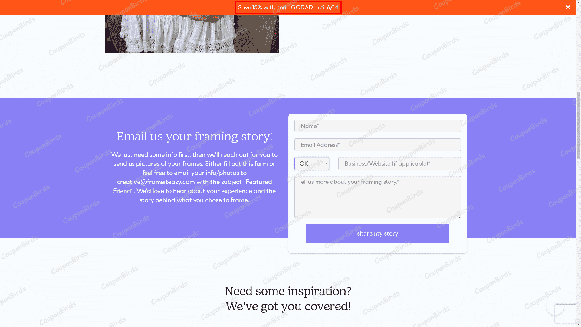 15% Frame It Easy Promo Code Verification Screenshot