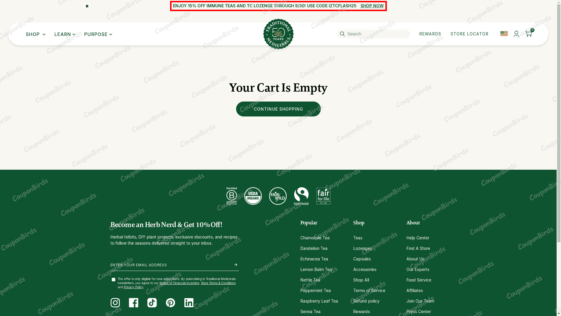 15% Traditional Medicinals Promo Code Verification Screenshot