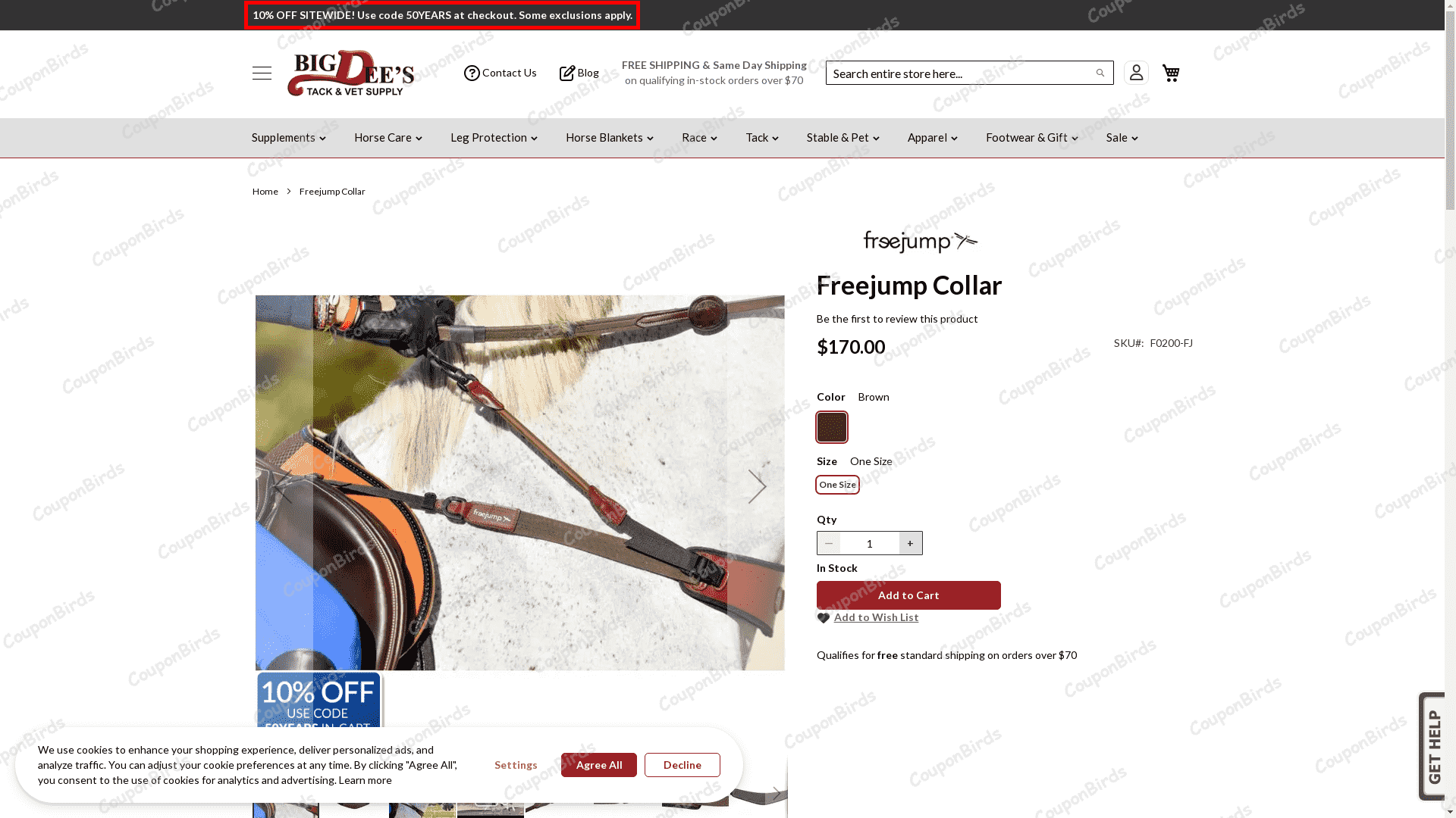 10% Big Dee's Tack Promo Code Verification Screenshot