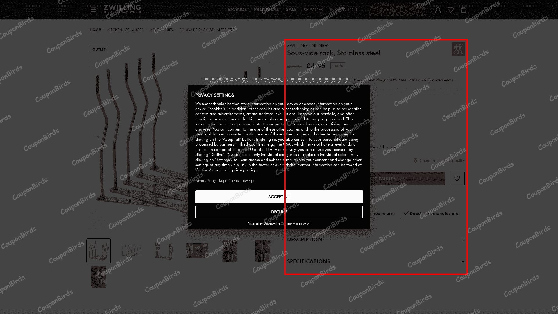 20% Zwilling Promo Code Verification Screenshot