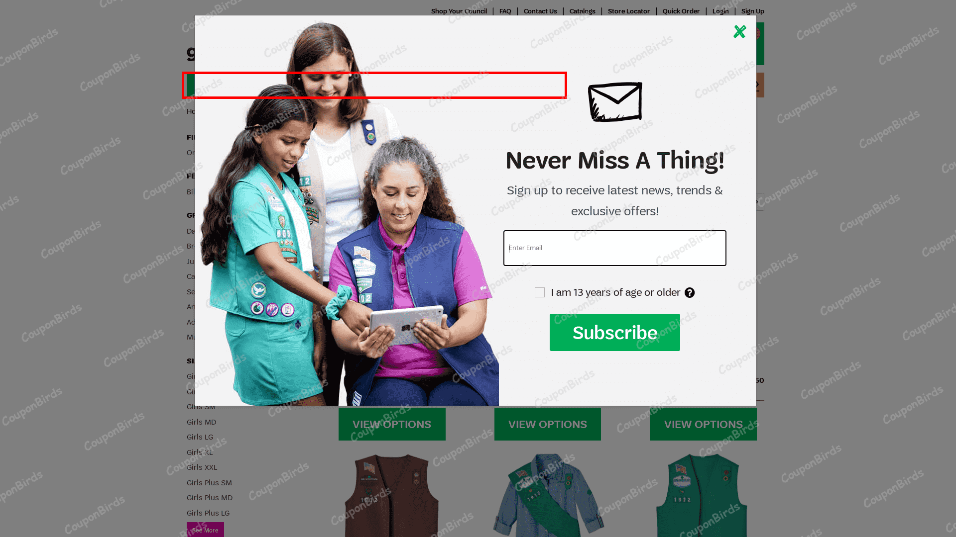 FREE GIFT Girl Scout Promo Code Verification Screenshot