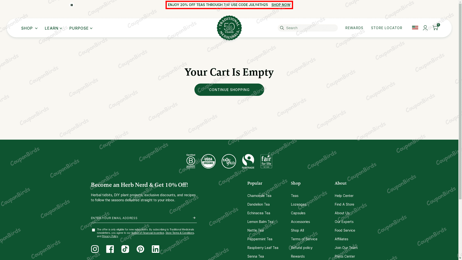 20% Traditional Medicinals Promo Code Verification Screenshot