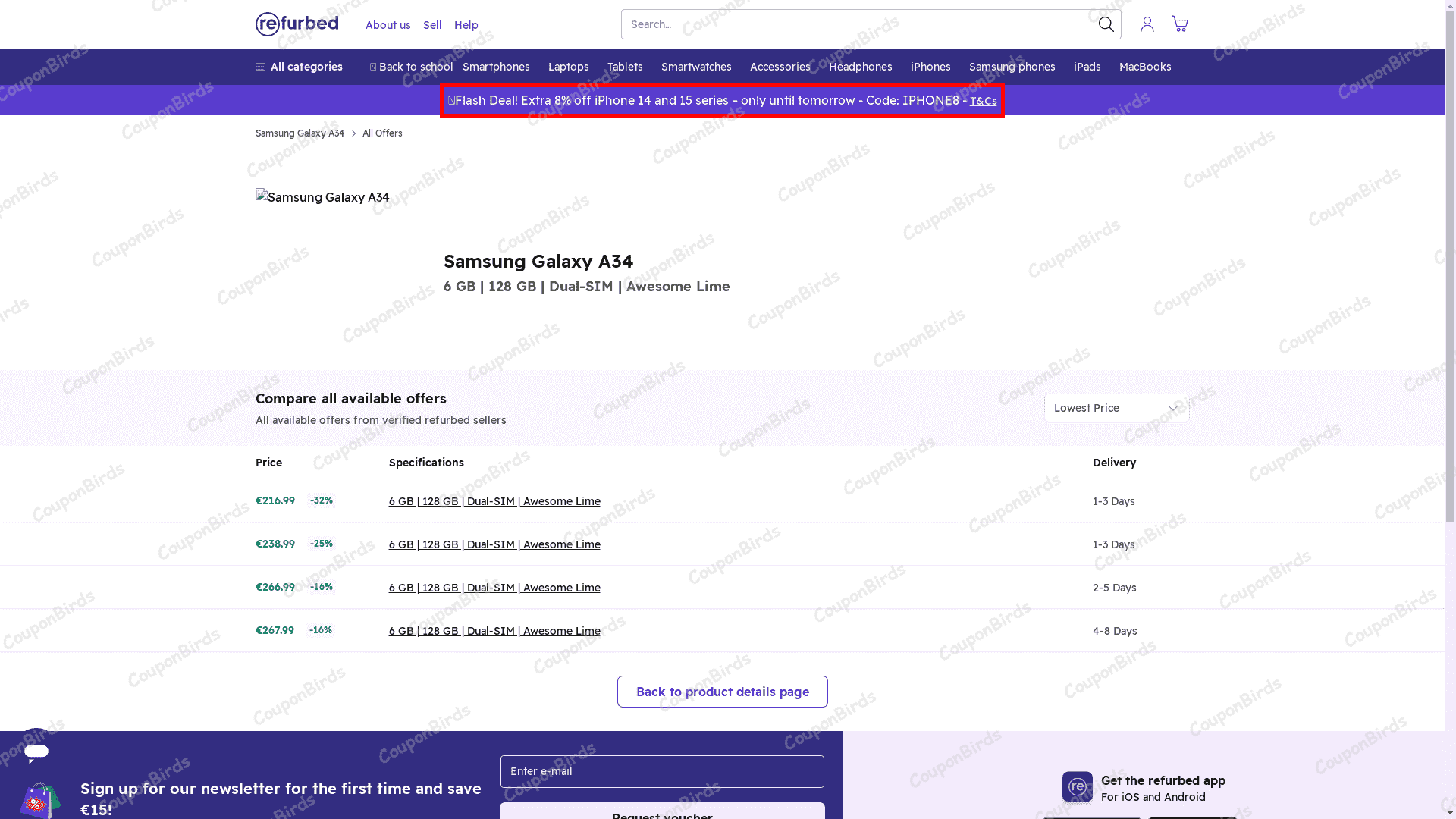 8% refurbed Promo Code Verification Screenshot