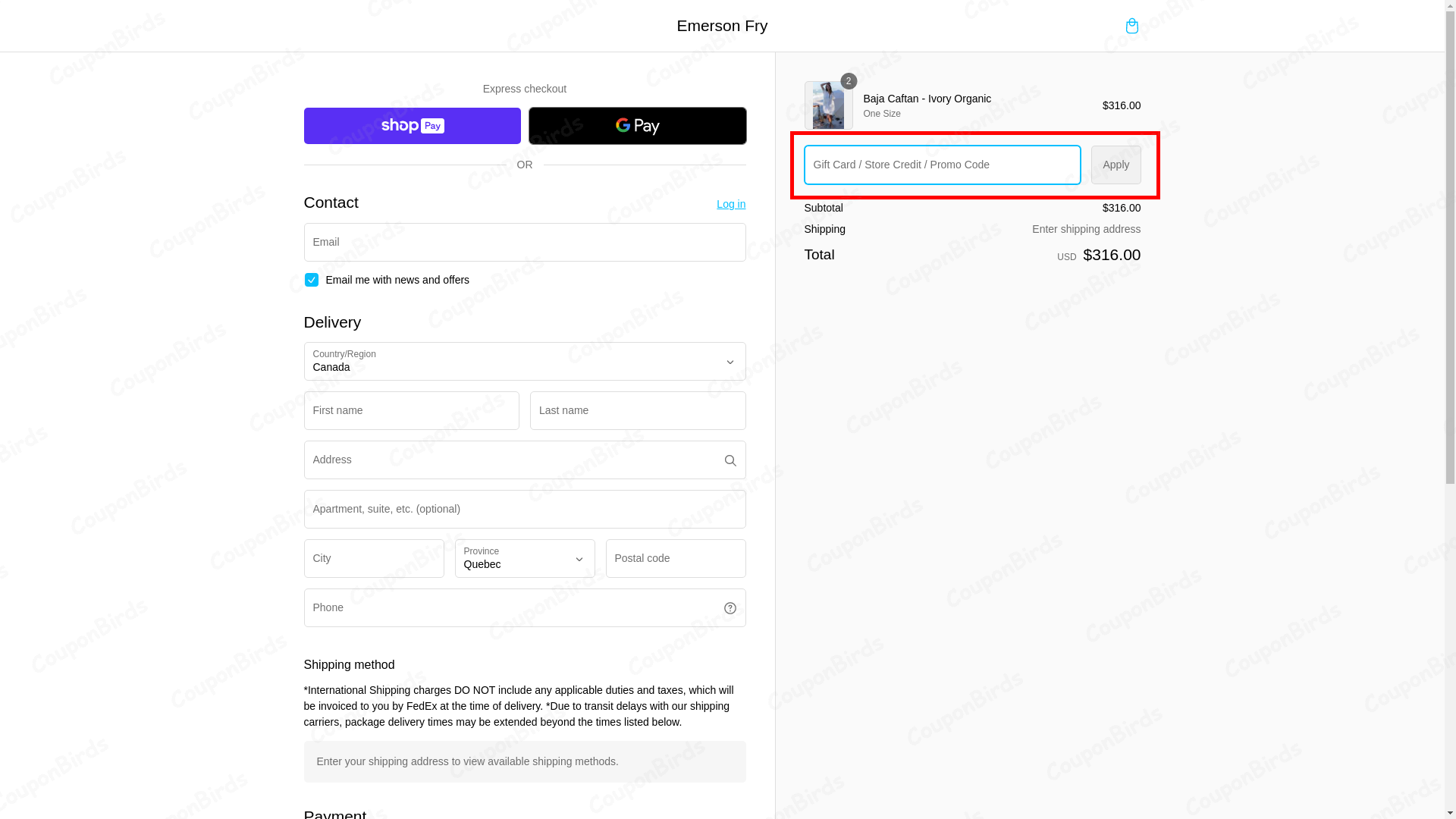How to Redeem Emerson Fry Coupon Code