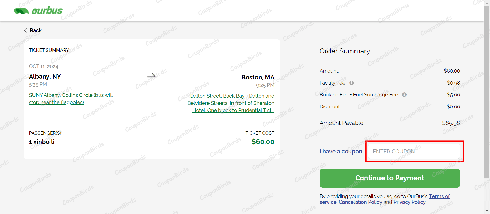 How to Redeem OurBus Coupon Code